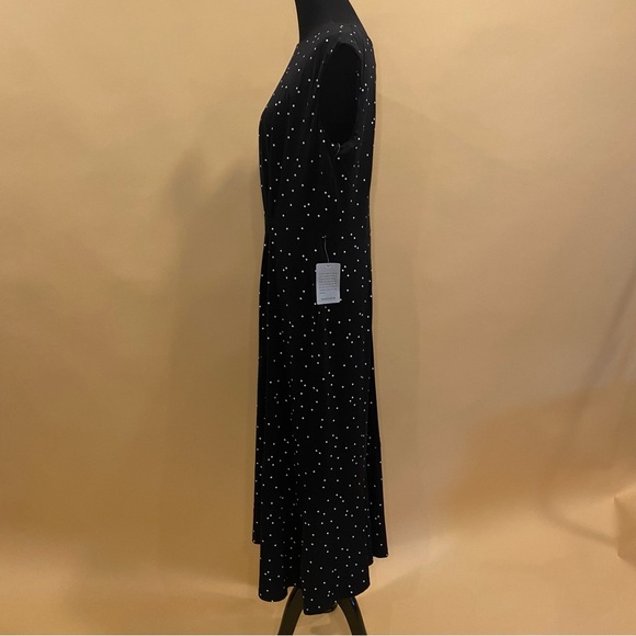 Gabby Skye Black White Sleeveless Polka Dot Fit & Flare Midi Dress 16 NWT - Picture 5 of 9
